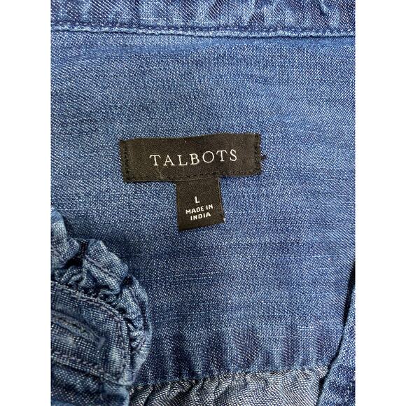 Talbots Tunic Top Blue Denim Chambray 1/2 Button Down Popover L Casual see photo - Picture 3 of 9